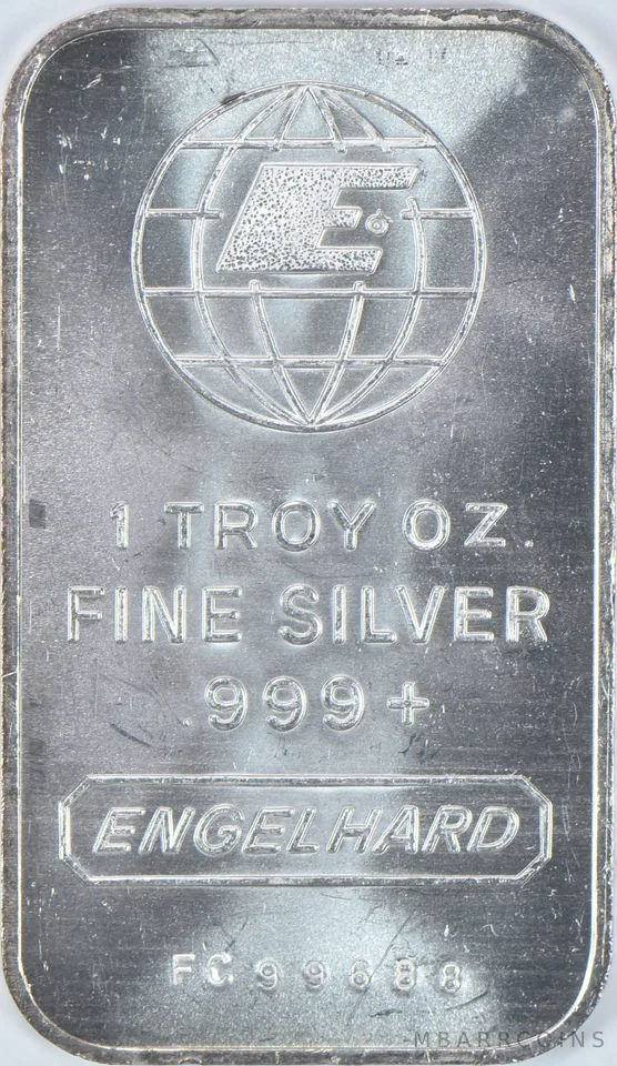 1 Troy Ounce Silver Bar Engelhard Short E