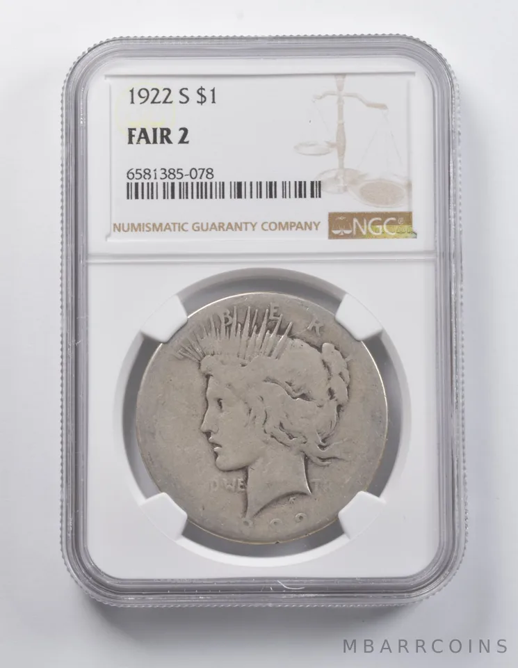FAIR 2 1922-S Peace Silver Dollar NGC a6920