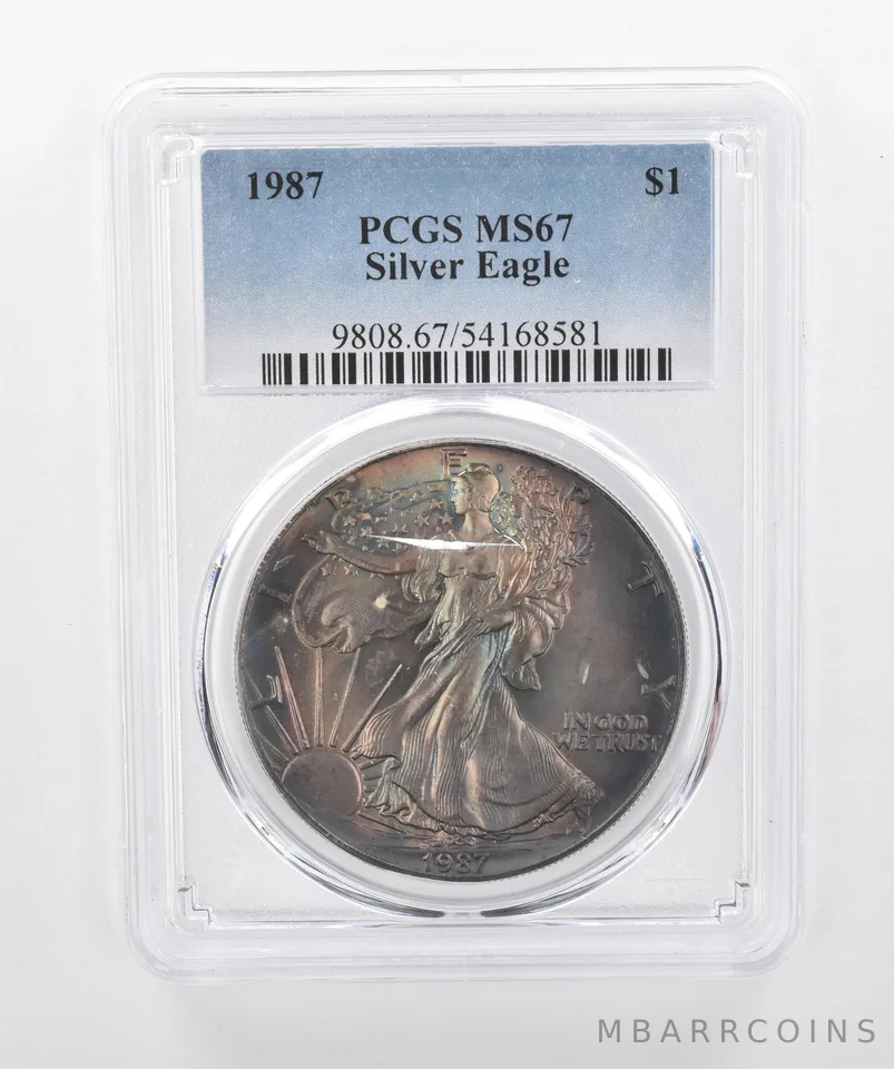 1987 American Silver Eagle MS67 PCGS Beautiful Tone *1502