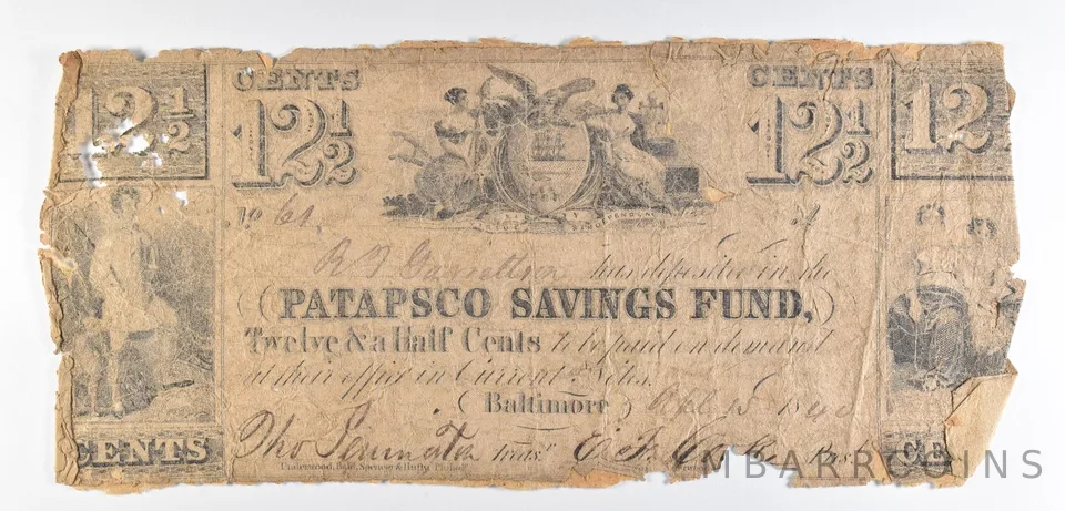 1840 12 1/2 Cents Baltimore MD Patapsco Savings Fund Obsolete Note *8536