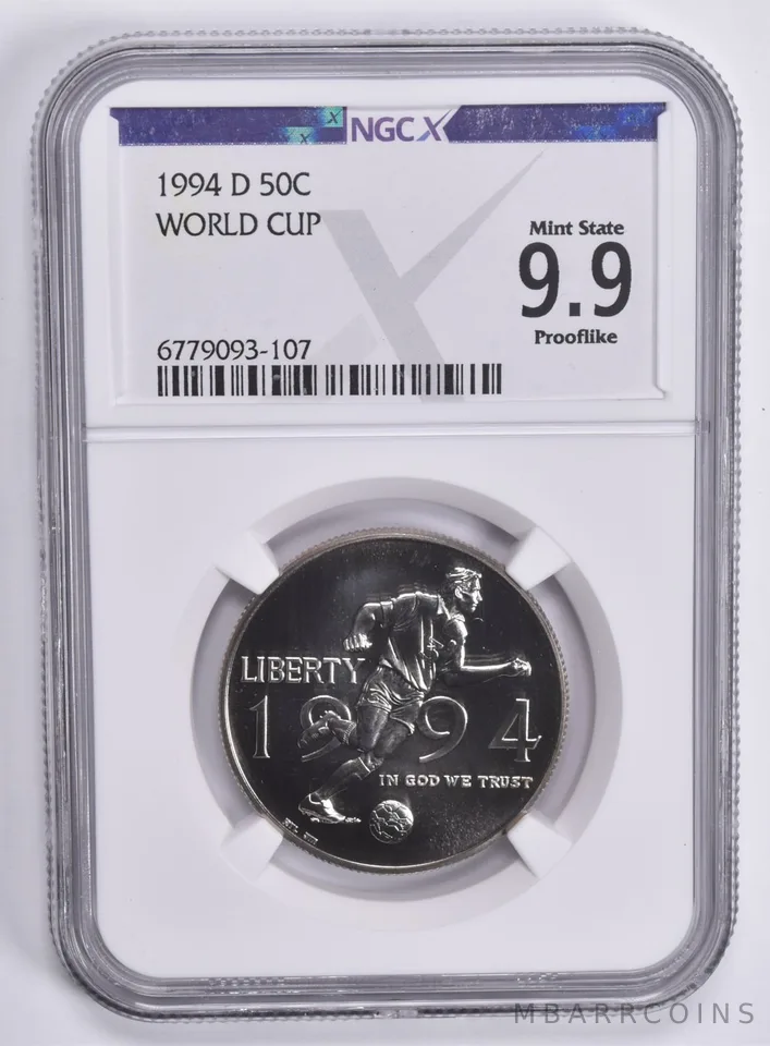 1994-D World Cup Commemorative Half Dollar Mint State 9.9 Prooflike NGC X NGCX