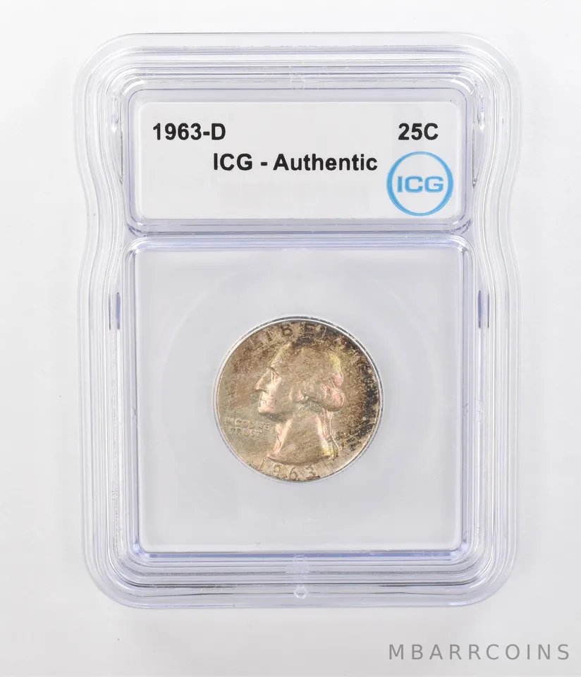 1963-D Washington Quarter Authentic ICG Beautiful Tone *1281