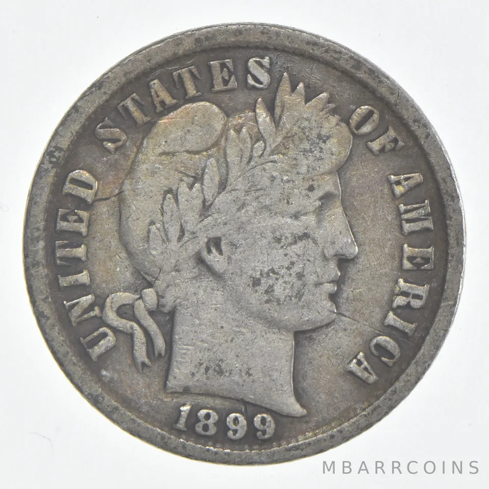 1899 (P) Barber Dime 90% Silver FINE Condition