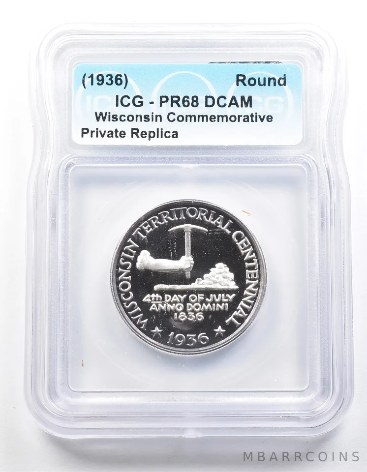 1936 Wisconsin Half Dollar PR68 ICG Museum Gallery Strike a1284