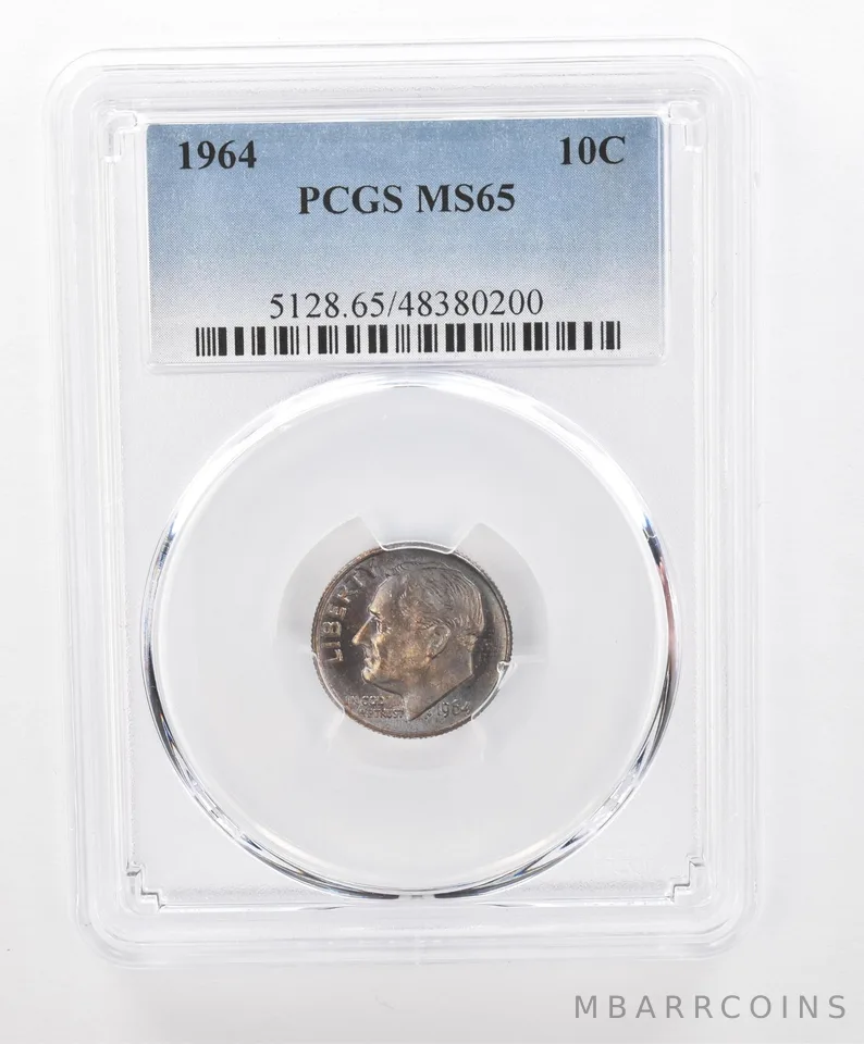 1964 Roosevelt Dime MS65 PCGS Beautiful Tone *2746