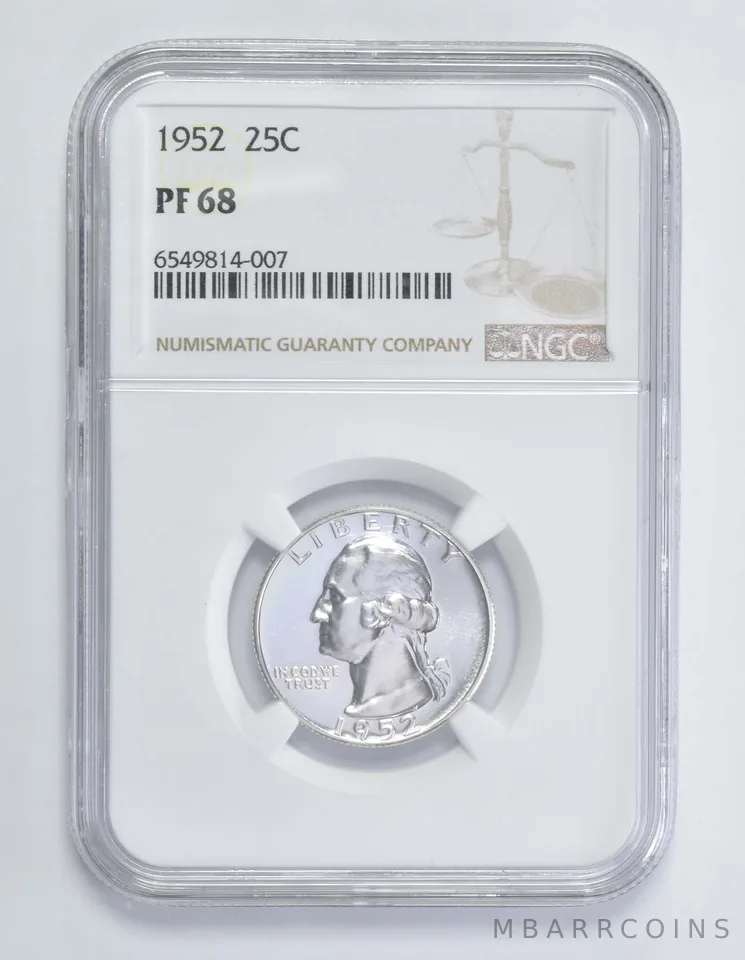 1952 Washington Quarter PF68 NGC Brown Lbl
