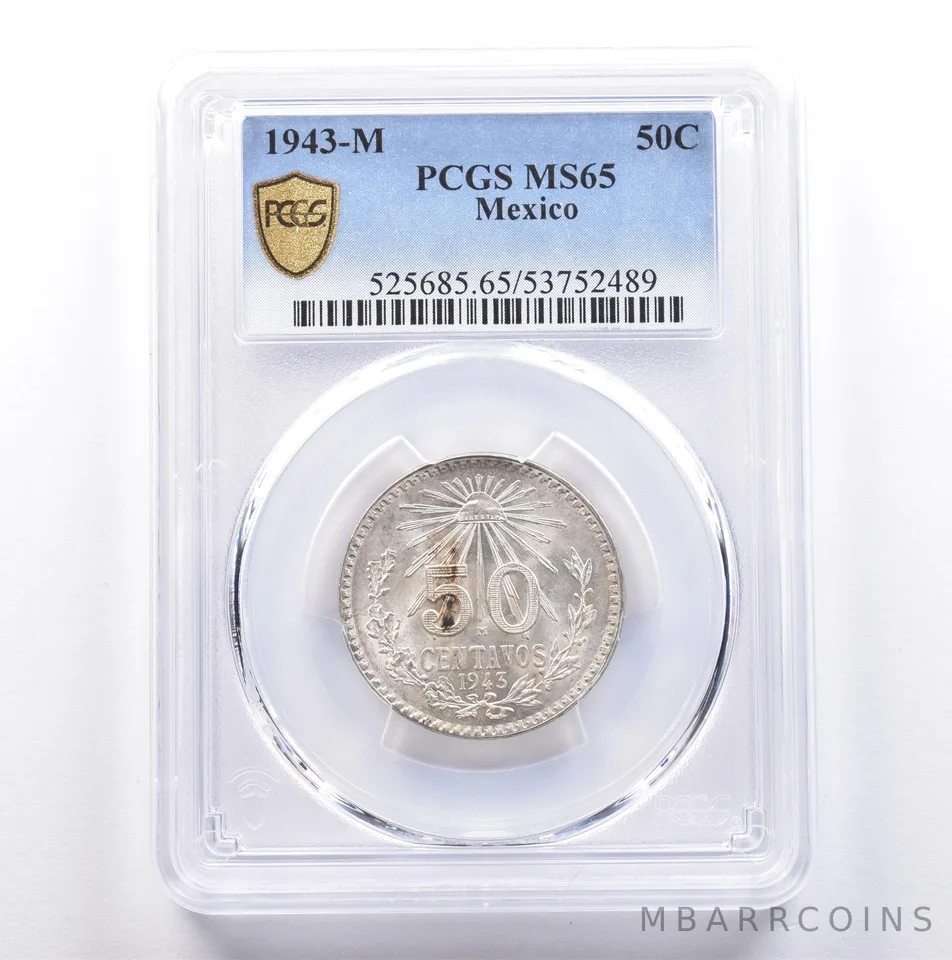 1943 M Mexico 50 Centavos MS65 PCGS *9065