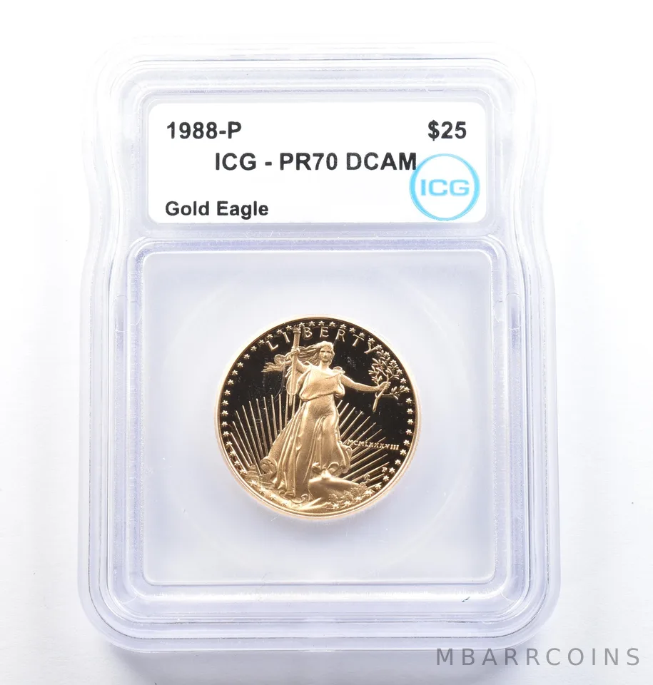 1988-P $25 American Gold Eagle 1/2 Oz Gold PR70 DCAM ICG