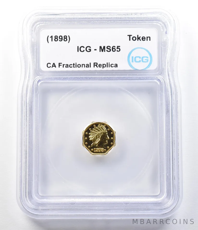(1898) California Fractional Gold Token 1 Dollar Indian Head MS65 ICG a3518