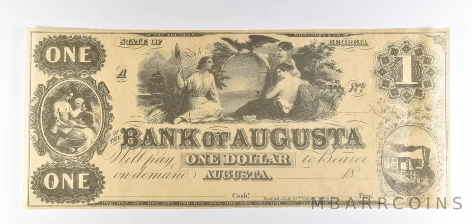 1800s $1 Bank Of Augusta GA Obsolete Note *8788