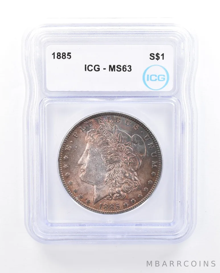 1885 Morgan Silver Dollar MS63 ICG Blue/Purple Tone *5153