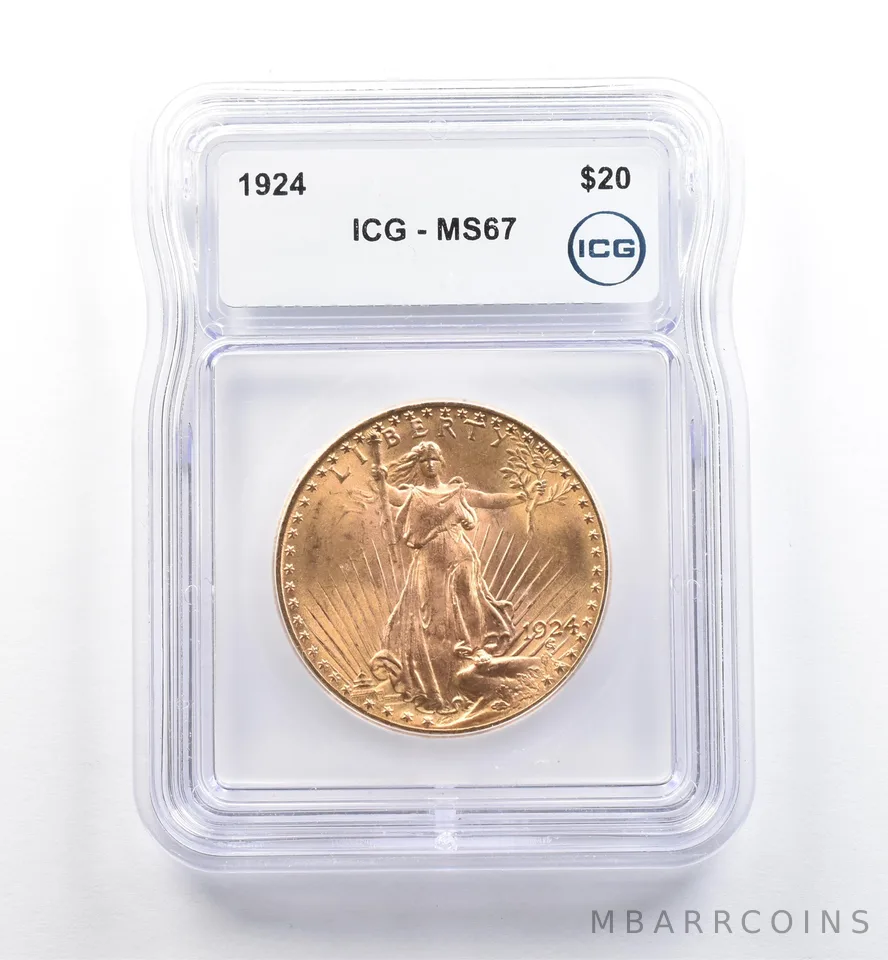 1924 $20 Saint Gaudens Gold Double Eagle MS67 ICG *6524
