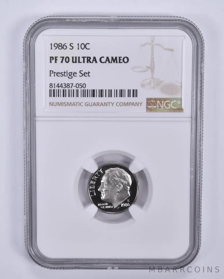 1986-S Roosevelt Dime Prestige Set PF70 UCAM NGC Brown Label