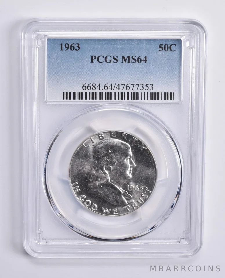 1963 Franklin Half Dollar MS64 PCGS Blue Lbl