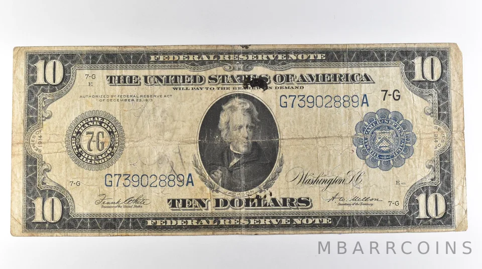 1914 $10 Chicago IL FRN Large Note Blue Seal *3100