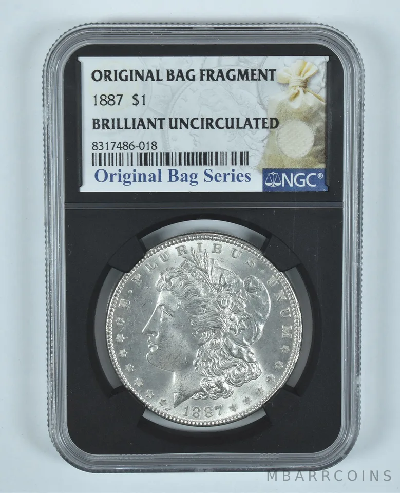 1887 Morgan Silver Dollar Original Bag Fragment BU NGC