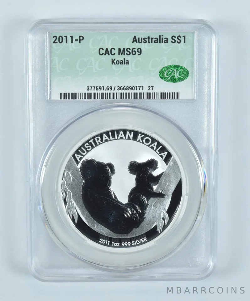 2011 P Australia 1 Dollar Silver Koala MS69 CAC CACg