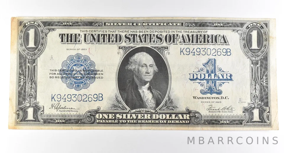 1923 $1 Silver Certificate Large Note Blue Seal *2988