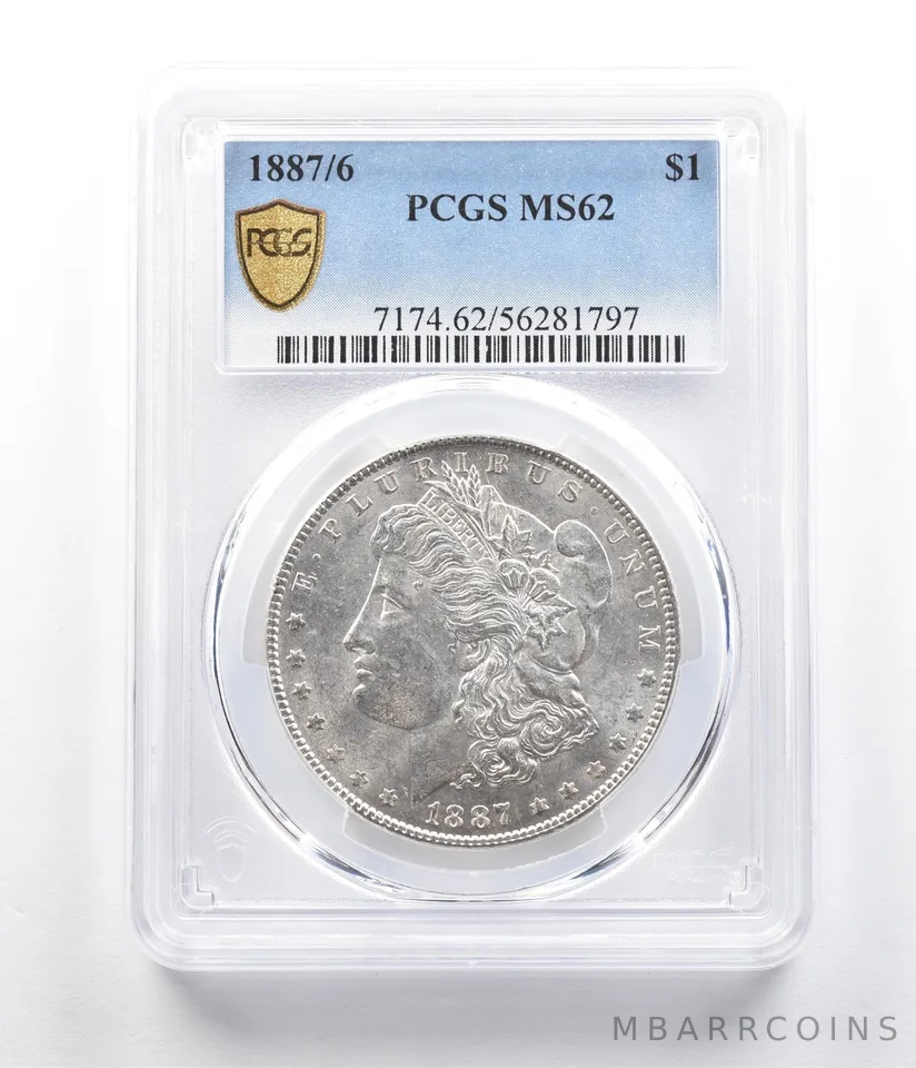 1887/6 Morgan Silver Dollar MS62 PCGS *7395