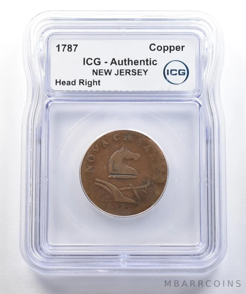 1787 New Jersey Copper Head Right Authentic ICG *7774