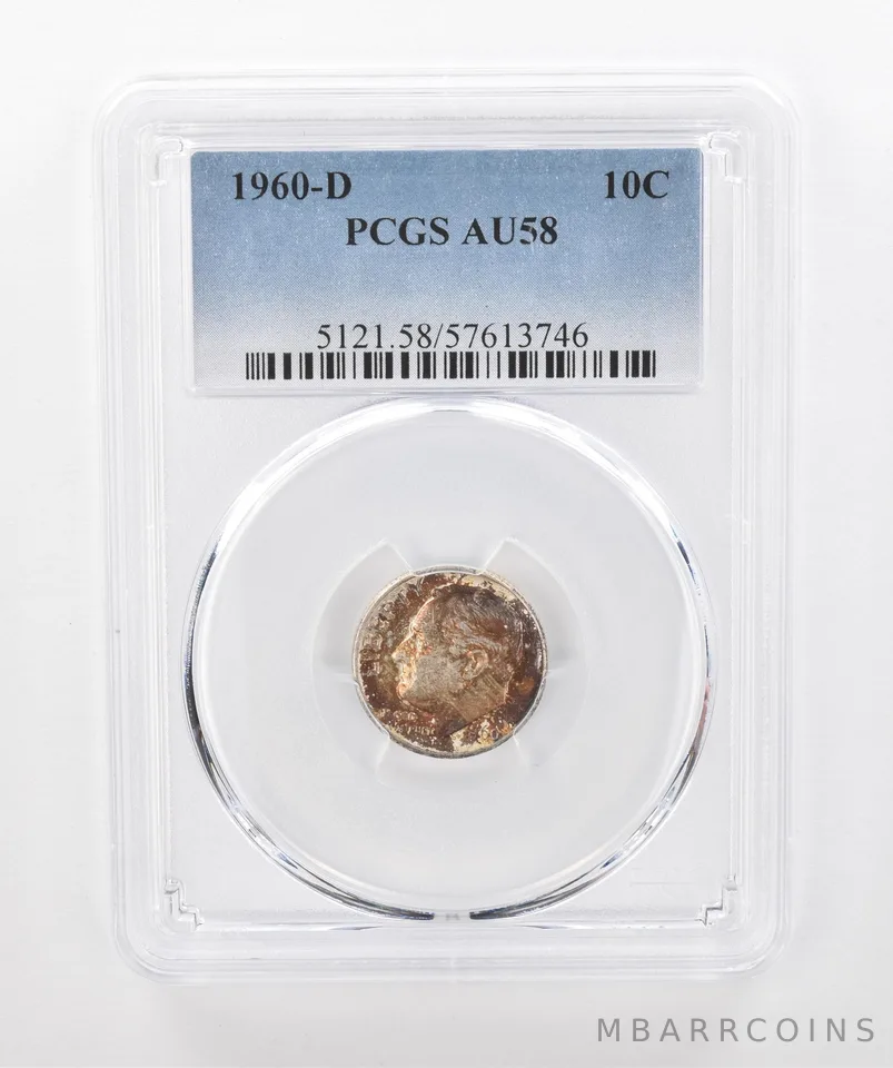 1960-D Roosevelt Dime AU58 PCGS Beautiful Tone *1540