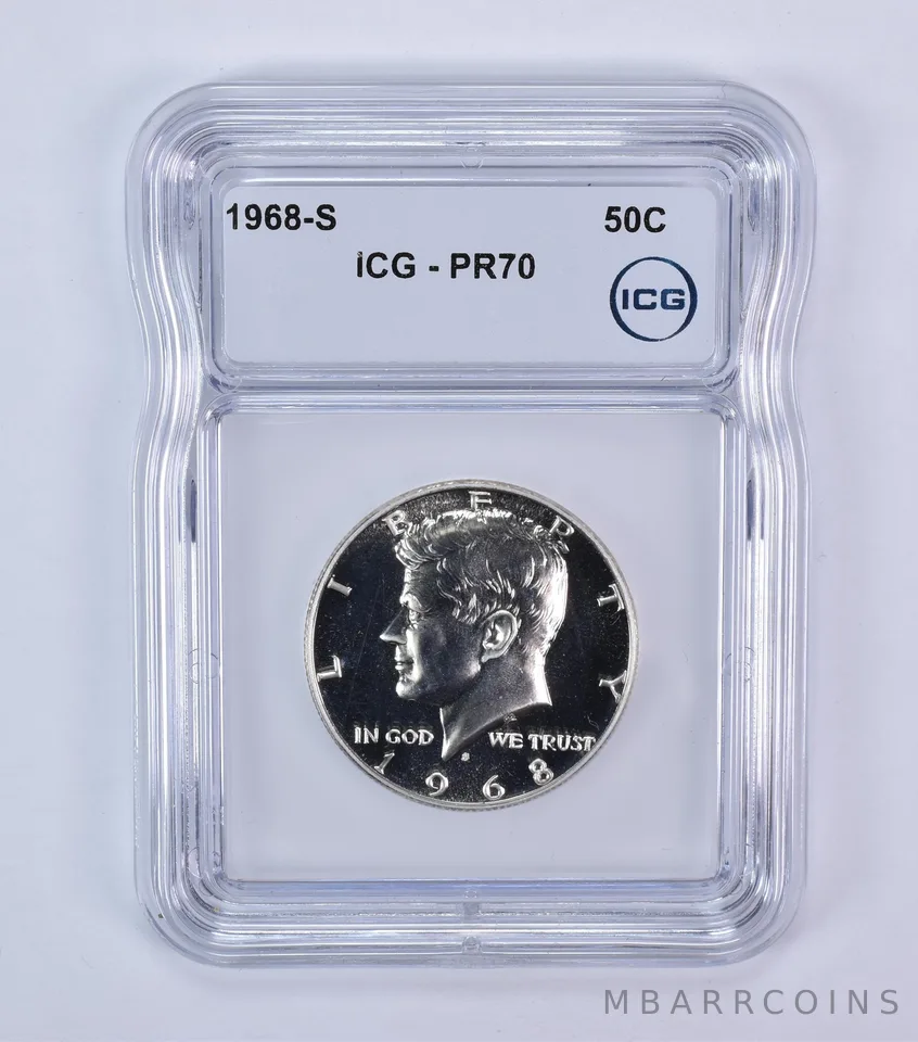 1968-S Kennedy Half Dollar PR70 ICG
