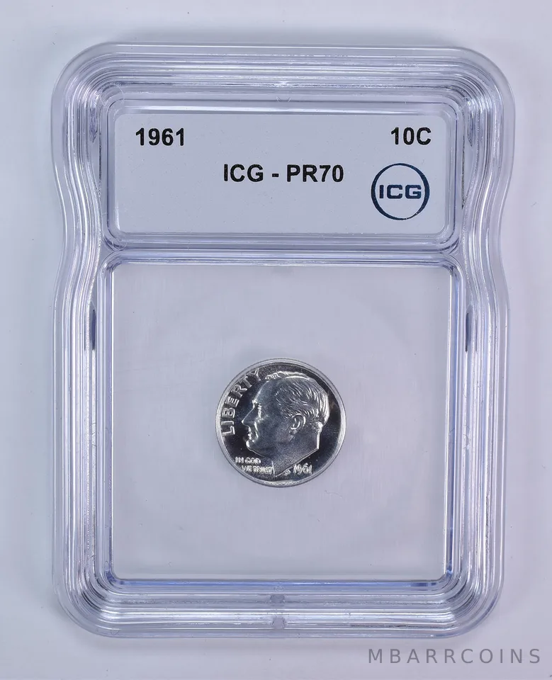 1961 Roosevelt Dime PR70 ICG