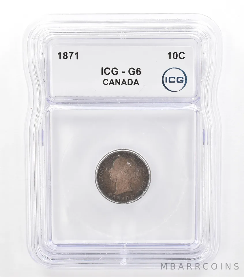 1871 Canada 10 Cents G6 ICG Beautiful Tone *5748