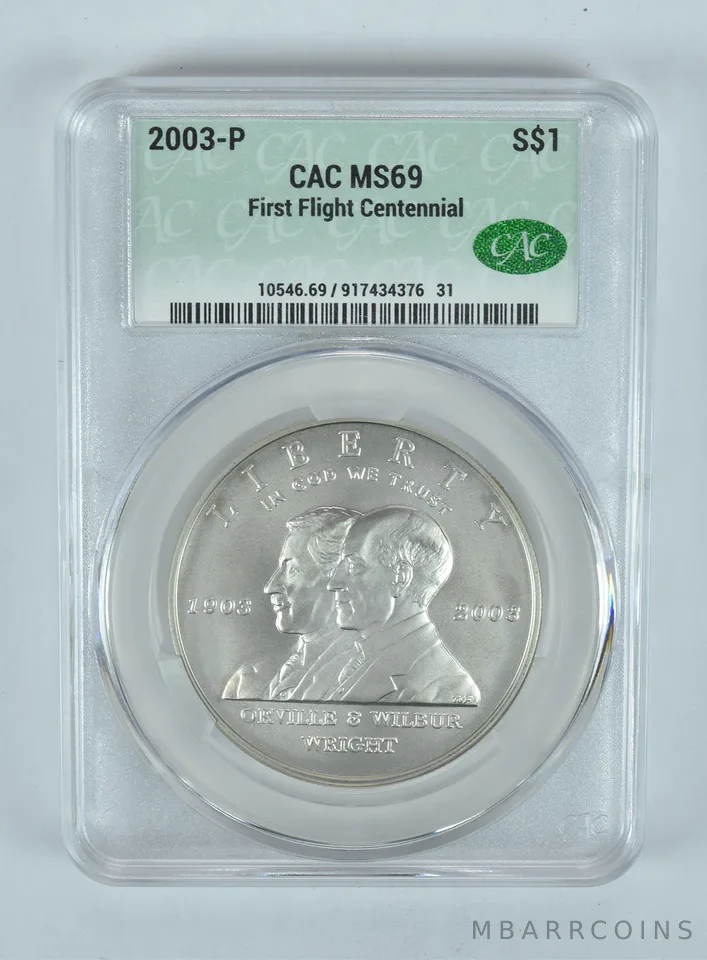 2003-P First Flight Commemorative Silver Dollar MS69 CAC CACg
