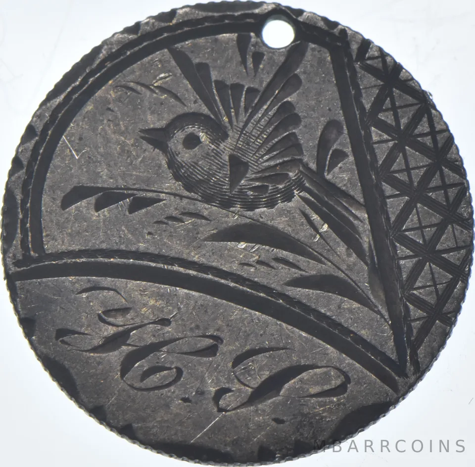 1892 Barber Dime - Love Token - Holed a9306