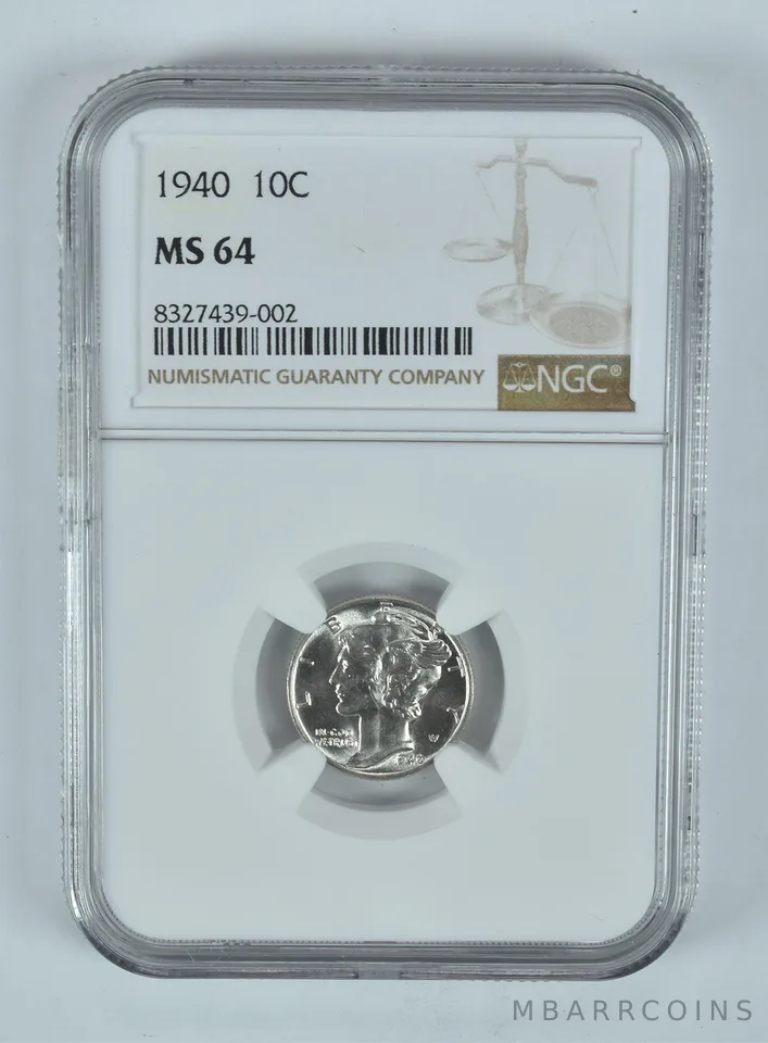 1940 Mercury Dime MS64 NGC Brown Label