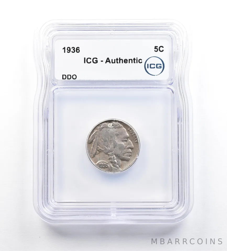 1936 Indian Head Buffalo Nickel DDO Authentic ICG *9179