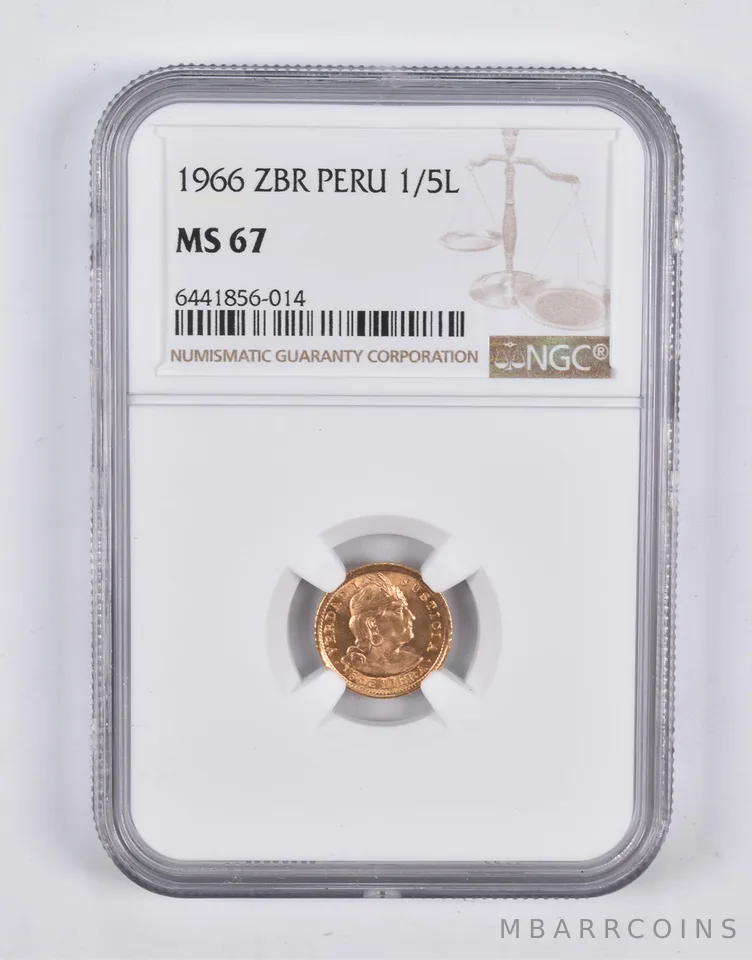 MS67 1966 ZBR Peru 1/5 Lire NGC *2196