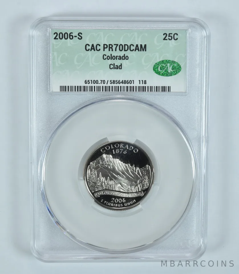 2006-S Washington State Quarter Colorado CLAD PR70 DCAM CAC CACg