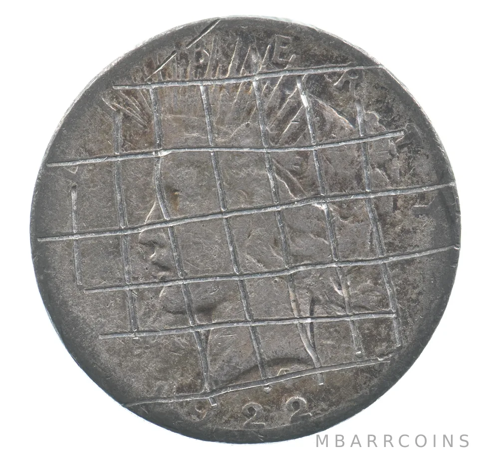 1922 Peace Silver Dollar Love Token Spider Web *4376