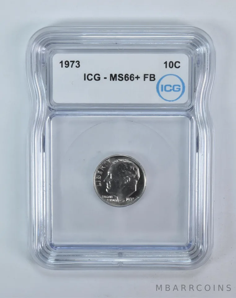 1973 Roosevelt Dime MS66+ FB ICG
