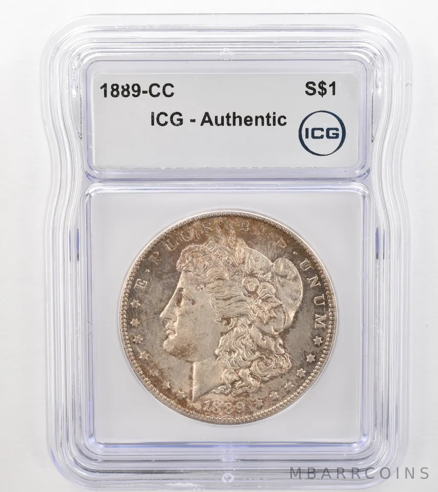 THE KING 1889-CC Morgan Silver Dollar Authentic ICG Beautiful Tone a9106