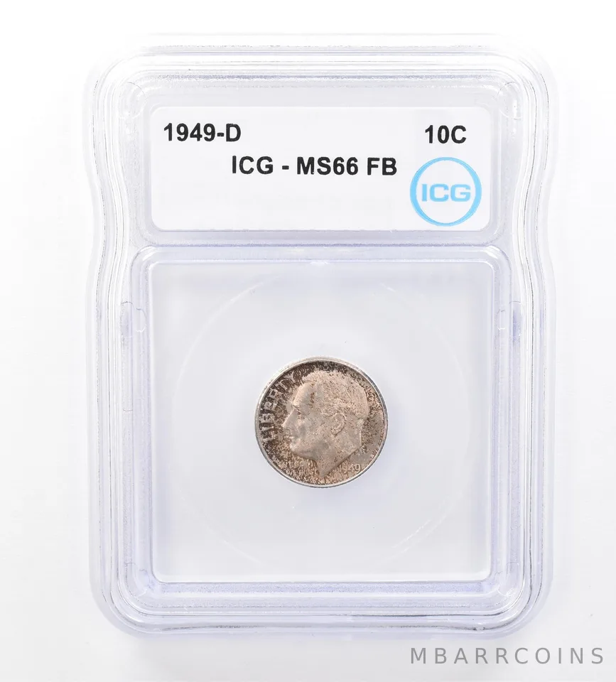 1949-D Roosevelt Dime MS66 FB ICG Beautiful Tone *1683