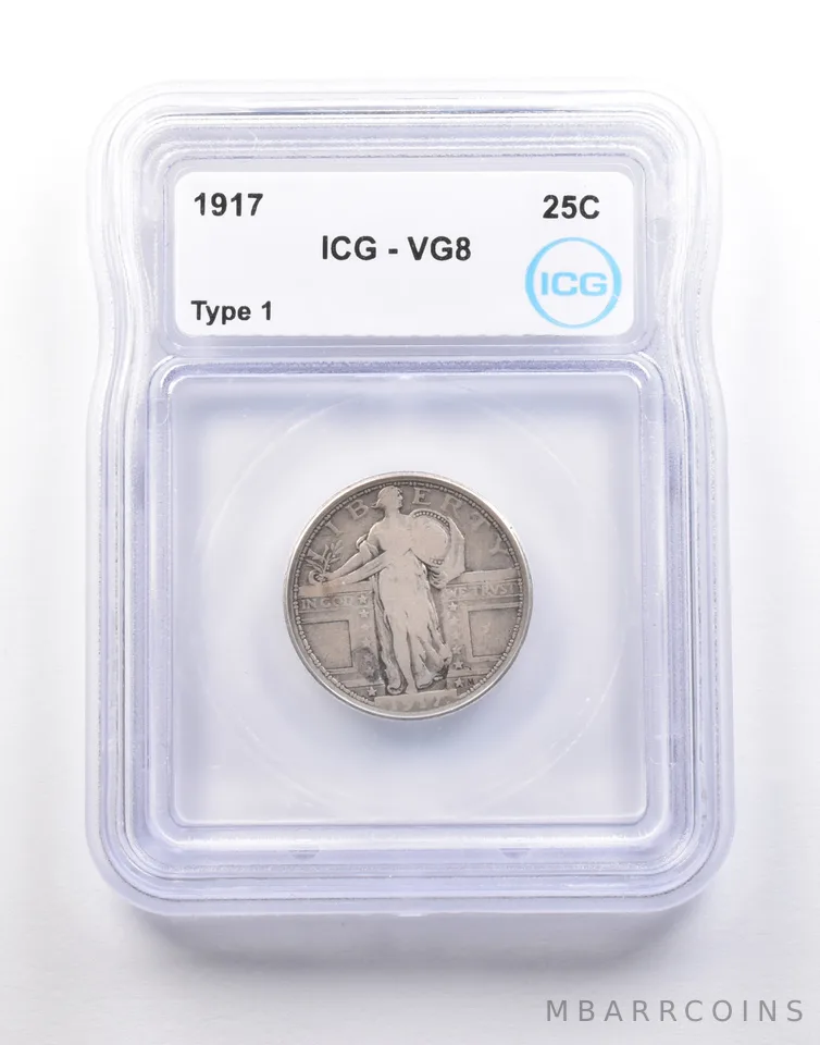 1917 Standing Liberty Quarter Type 1 VG8 ICG *5226