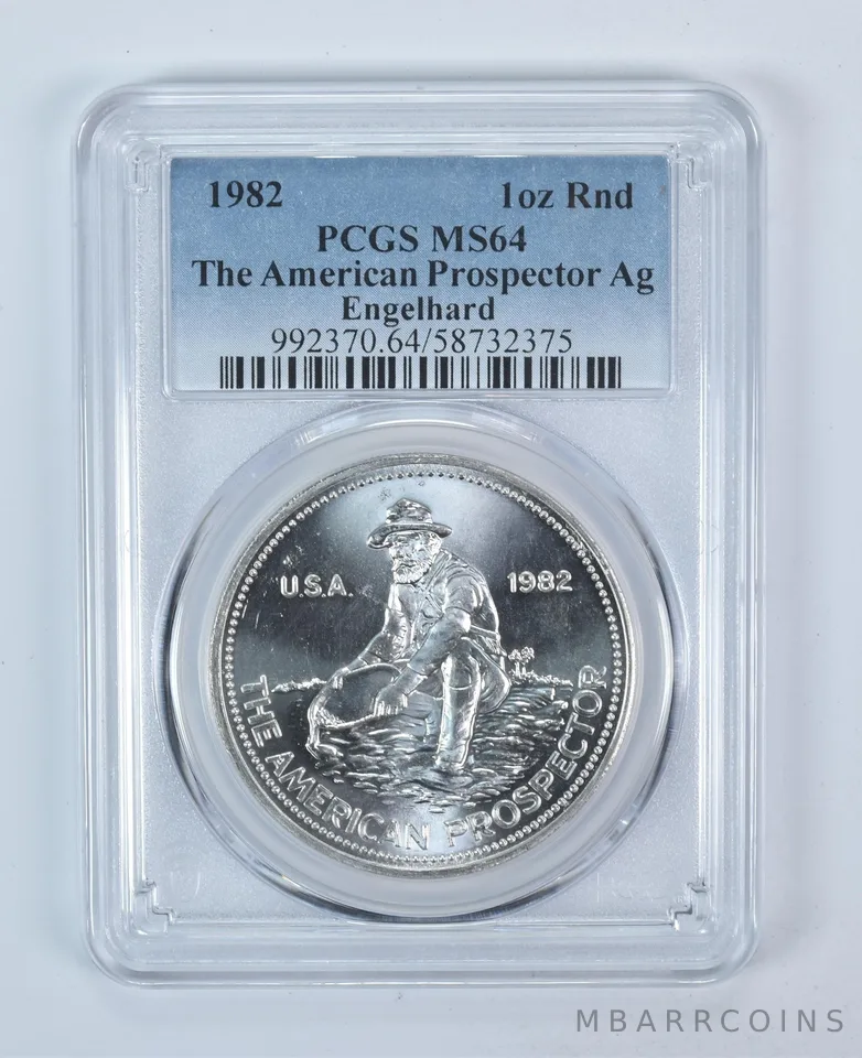 1982 Engelhard Prospector 1 Oz Silver Round MS64 PCGS