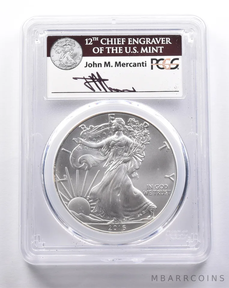 MS70 2016 American Silver Eagle 30th Anniversary FS Signed Mercanti PCGS *3368