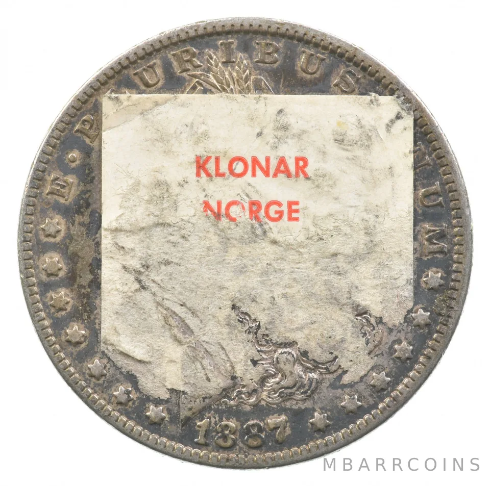 1887-O Morgan Silver Dollar Klonar Norge Sticker *0081