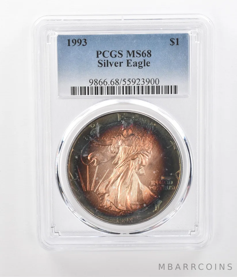 1993 American Silver Eagle MS68 PCGS Beautiful Tone *1250