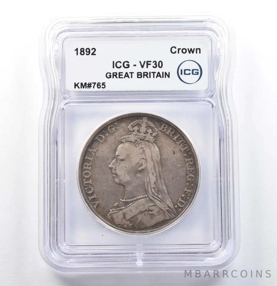 1892 Great Britain Crown KM#765 VF30 ICG *9906