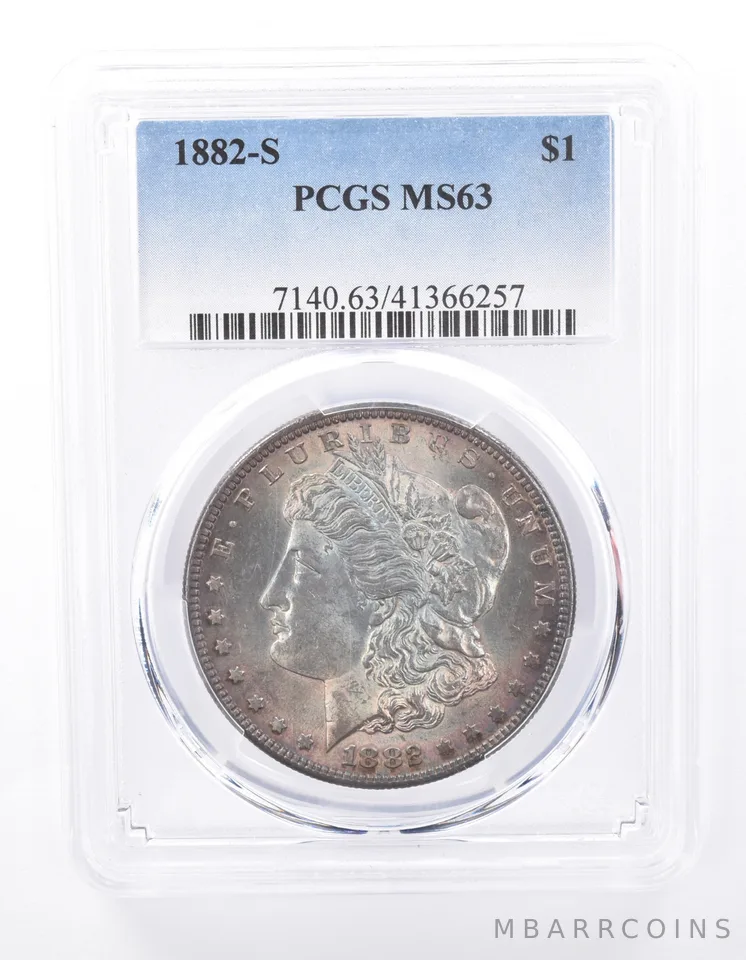 1882-S Morgan Silver Dollar MS63 PCGS Beautiful Tone *9405
