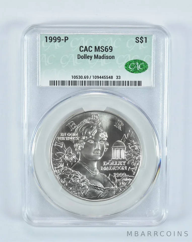 1999-P Dolley Madison Commemorative Silver Dollar MS69 CAC CACg