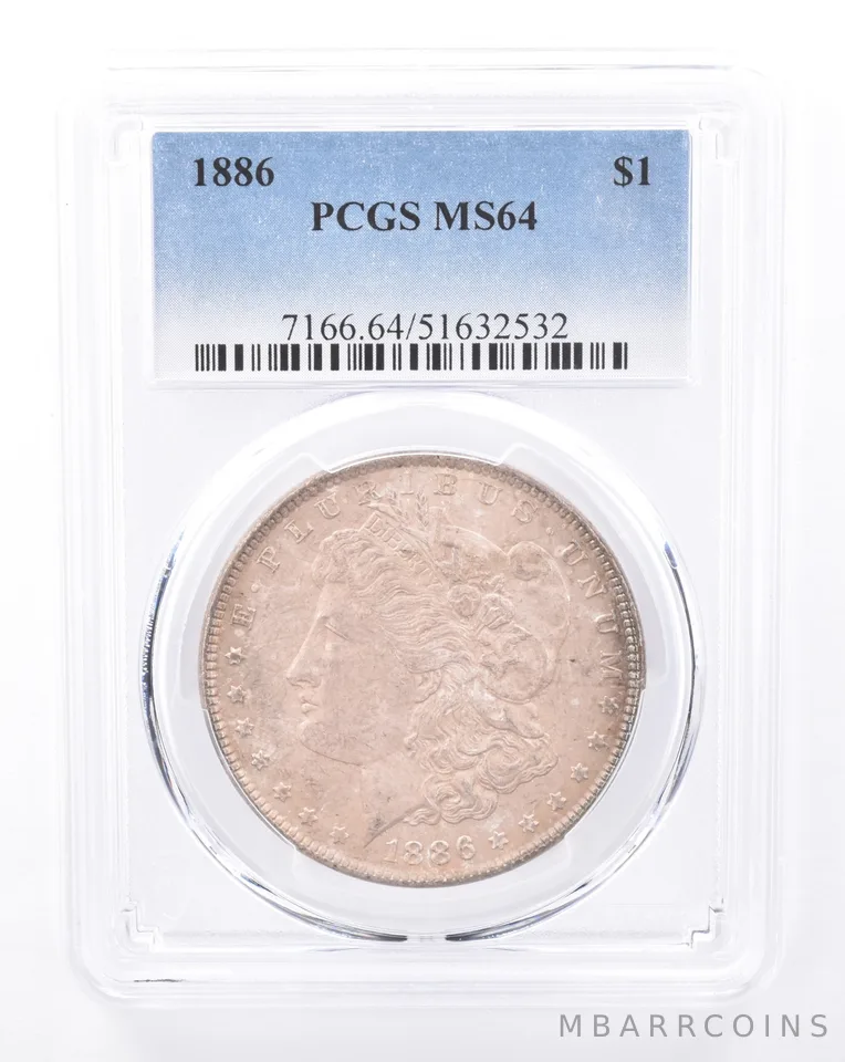 1886 Morgan Silver Dollar MS64 PCGS Beautiful Tone *9411
