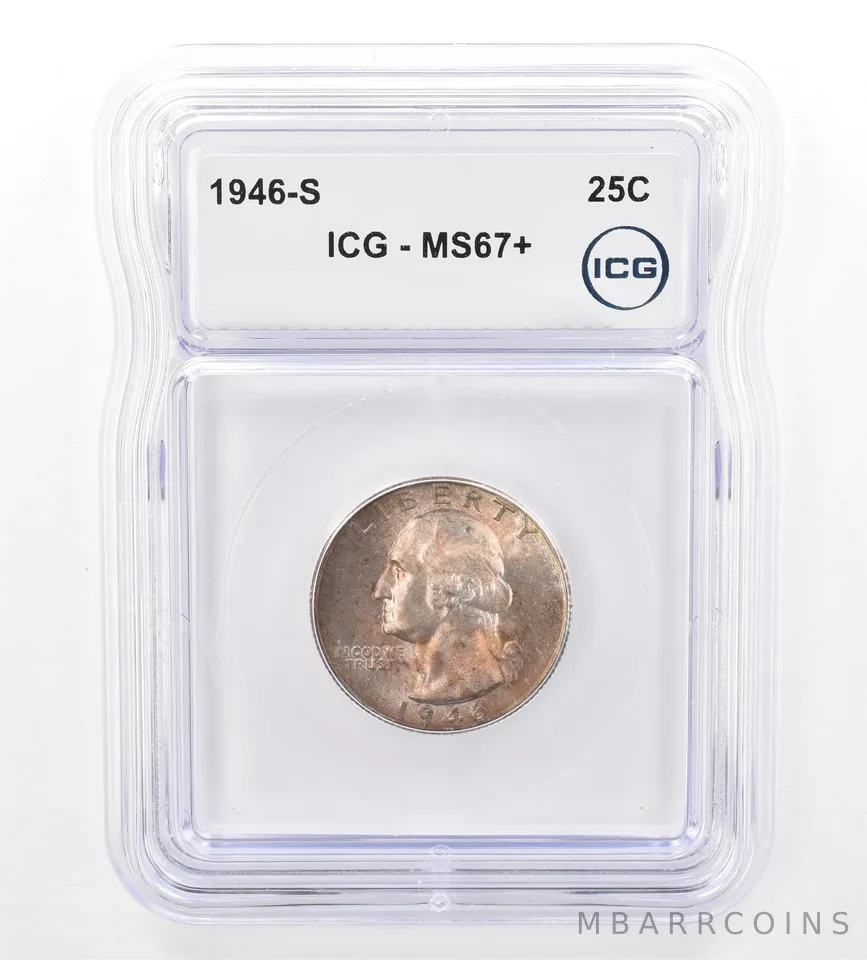 1946-S Washington Quarter MS67+ ICG Beautiful Tone *7390