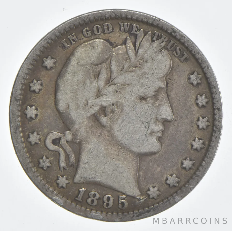 1895 (P) Barber Quarter 90% Silver VG Condition