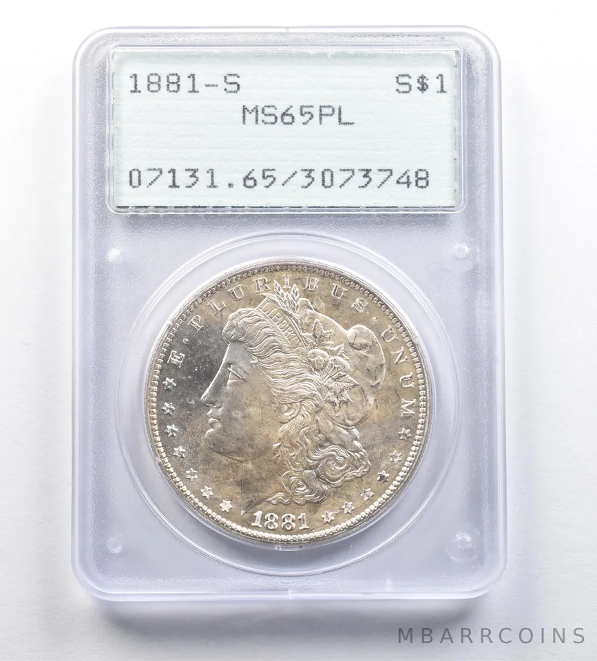 1881-S Morgan Silver Dollar MS65 PL PCGS Rattler *7181